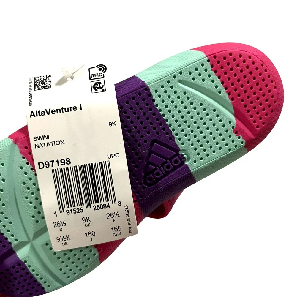 Adidas Toddler Girls Slip-on Water Shoes Size 9.5 Pink Purple Closed Toe Sandals